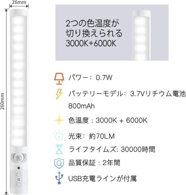センサーライト 室内LEDライト USB充電式 人感センサー 自動点灯 省エネ 2個入 < ペット/手芸/園芸  センサーライト 室内LEDライト USB充電式 人感センサー 自動点灯 省エネ 2個入 < ペット/手芸/園芸の