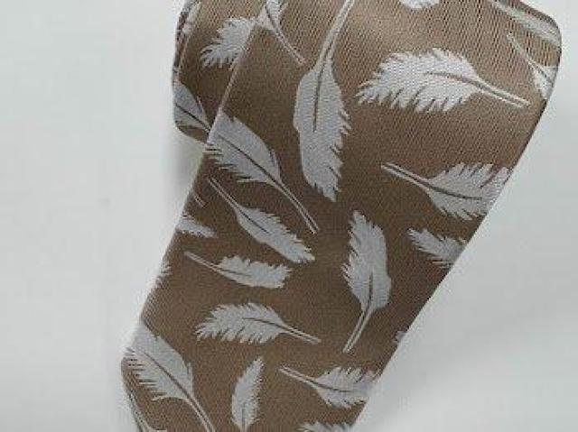 ネクタイ メンズ カジュアル オシャレ フェザー柄 ベージュ < 男性ファッション ネクタイ メンズ カジュアル オシャレ フェザー柄 ベージュ < 男性ファッションの