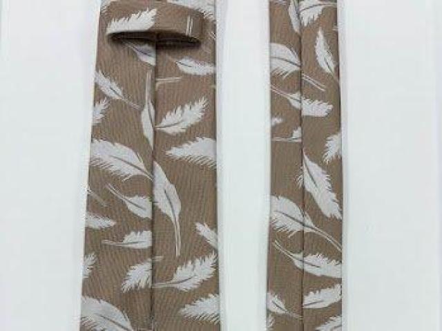 ネクタイ メンズ カジュアル オシャレ フェザー柄 ベージュ < 男性ファッション ネクタイ メンズ カジュアル オシャレ フェザー柄 ベージュ < 男性ファッションの