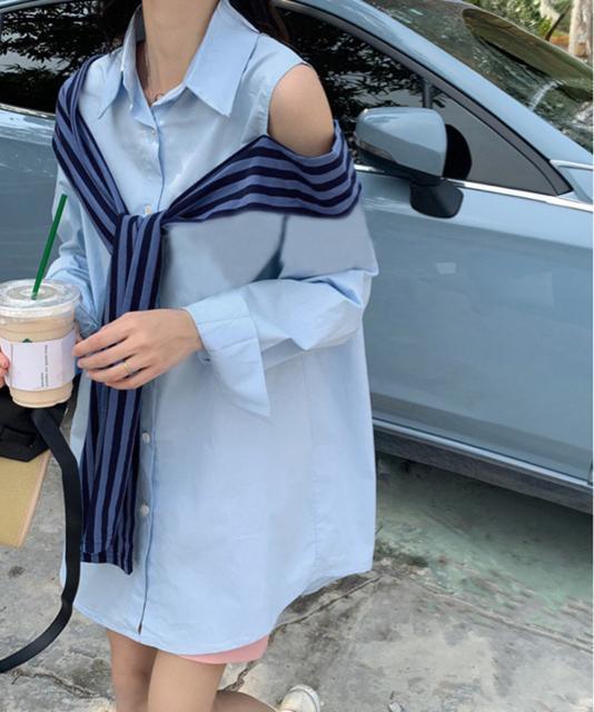 送料無料 新品 オフショルダーシャツ肩掛け付きシャツ春夏 < 女性ファッション  送料無料 新品 オフショルダーシャツ肩掛け付きシャツ春夏  < 女性ファッションの