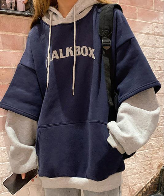 送料無料 新品 裏起毛 レイヤード風 パーカーレディース < 女性ファッション  送料無料 新品 裏起毛 レイヤード風 パーカーレディース  < 女性ファッションの