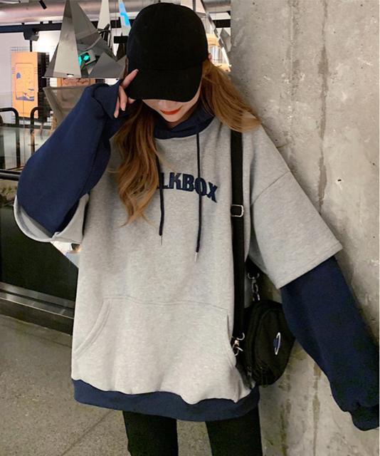 送料無料 新品 裏起毛 レイヤード風 パーカーレディース < 女性ファッション  送料無料 新品 裏起毛 レイヤード風 パーカーレディース < 女性ファッションの