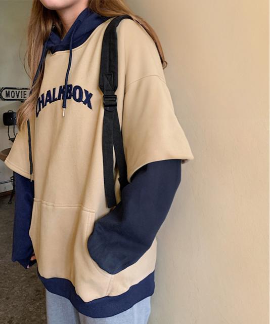 送料無料 新品 裏起毛 レイヤード風 パーカーレディース < 女性ファッション  送料無料 新品 裏起毛 レイヤード風 パーカーレディース < 女性ファッションの