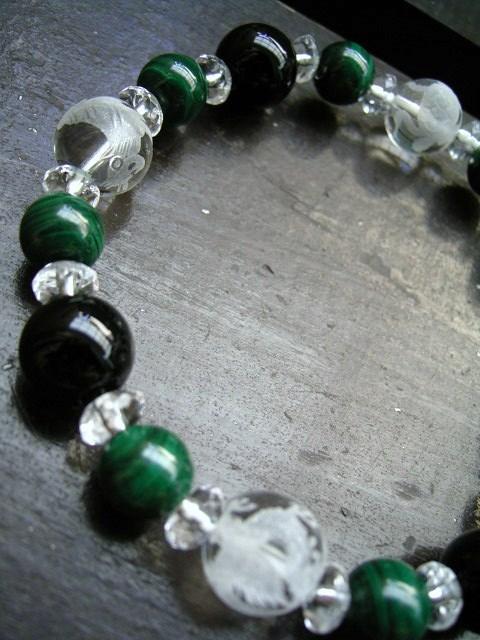 *風水四神*孔雀石xオニキスブレスレット < 男性アクセサリー/時計 *風水四神*孔雀石xオニキスブレスレット < 男性アクセサリー/時計の