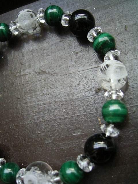 *風水四神*孔雀石xオニキスブレスレット < 男性アクセサリー/時計 *風水四神*孔雀石xオニキスブレスレット < 男性アクセサリー/時計の