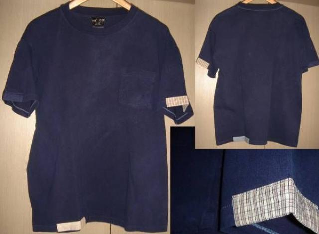 Indigo インディゴ 藍染 ポケット Tシャツ パッチワーク レア < 男性ファッション  Indigo インディゴ 藍染 ポケット Tシャツ パッチワーク レア  < 男性ファッションの