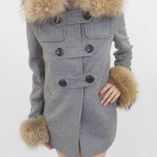 SALE●定価26,040円●ラクーン衿付きコート●ROYAL PARTYロイヤルパーティー●黒ブラック●ファーコート カシミヤ混 < ブランド  SALE●定価26,040円●ラクーン衿付きコート●ROYAL PARTYロイヤルパーティー●黒ブラック●ファーコート カシミヤ混 < ブランドの