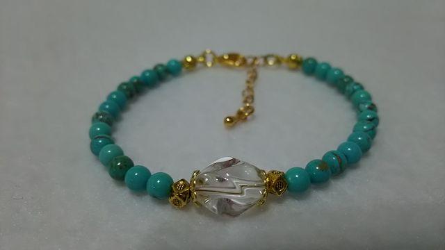 ☆handmade天然石ブレス☆水晶&マグネサイトターコイズ☆ < 女性アクセサリー/時計  ☆handmade天然石ブレス☆水晶&マグネサイトターコイズ☆ < 女性アクセサリー/時計の