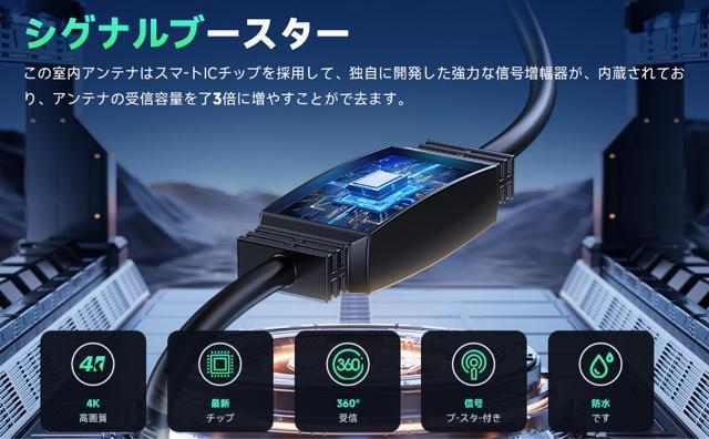 �����A���e�i �e���r�A���e�i 500KM��M�͈� 4K HDTV �n�f�W�A���e�i 360�x�S���ʎ�M �u�[�X�^�[���� �ݒu�ȒP