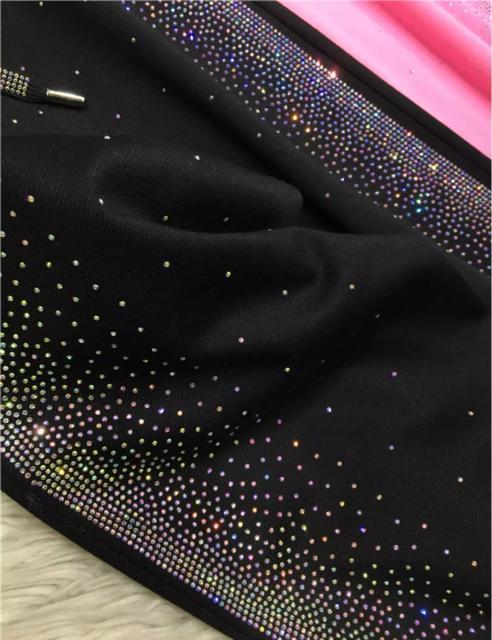 キラキララインストーン付き ワイドパンツ トレーナーパンツ ブラック 大きいサイズ < 女性ファッション  キラキララインストーン付き ワイドパンツ トレーナーパンツ ブラック 大きいサイズ < 女性ファッションの