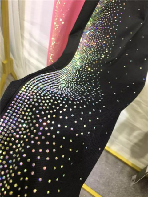 キラキララインストーン付き ワイドパンツ トレーナーパンツ ブラック 大きいサイズ < 女性ファッション  キラキララインストーン付き ワイドパンツ トレーナーパンツ ブラック 大きいサイズ < 女性ファッションの