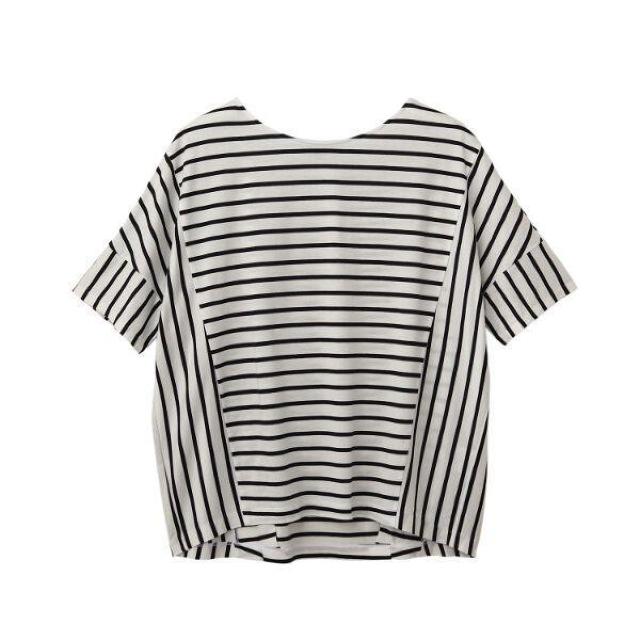 アンタイトル昨季新品白×黒コットン混ボーダー柄半袖カットソー大きいサイズ0411号12号インナーTシャツプルオーバー重ね着 < ブランド  アンタイトル昨季新品白×黒コットン混ボーダー柄半袖カットソー大きいサイズ0411号12号インナーTシャツプルオーバー重ね着 < ブランドの