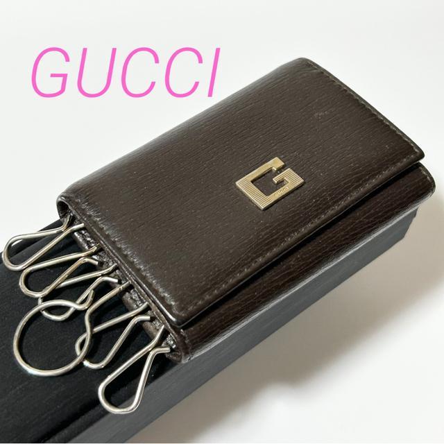 GUCCI グッチ レザー 6連 キーケース 鍵入れ ダークブラウン < ブランド GUCCI グッチ レザー 6連 キーケース 鍵入れ ダークブラウン < ブランドの