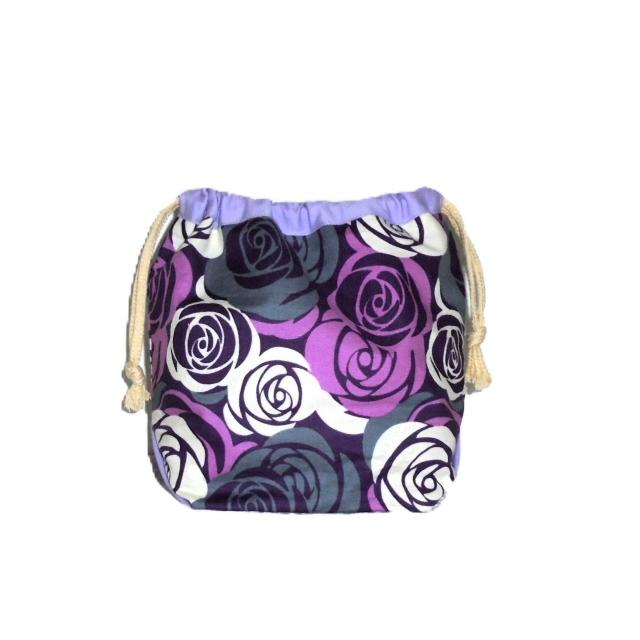 【底マチ幅が広い巾着】◆ステンドグラス風な紫薔薇◆裏地あり巾着 < 女性ファッション 【底マチ幅が広い巾着】◆ステンドグラス風な紫薔薇◆裏地あり巾着 < 女性ファッションの