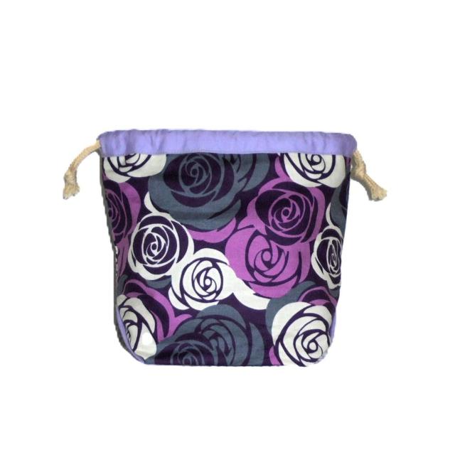 【底マチ幅が広い巾着】◆ステンドグラス風な紫薔薇◆裏地あり巾着 < 女性ファッション 【底マチ幅が広い巾着】◆ステンドグラス風な紫薔薇◆裏地あり巾着 < 女性ファッションの