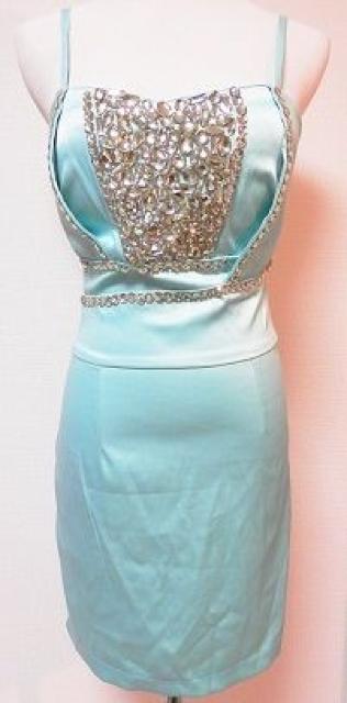 シルバービジューギラギラタイトワンピドレスミニキャミ水色ベア < 女性ファッション  シルバービジューギラギラタイトワンピドレスミニキャミ水色ベア  < 女性ファッションの