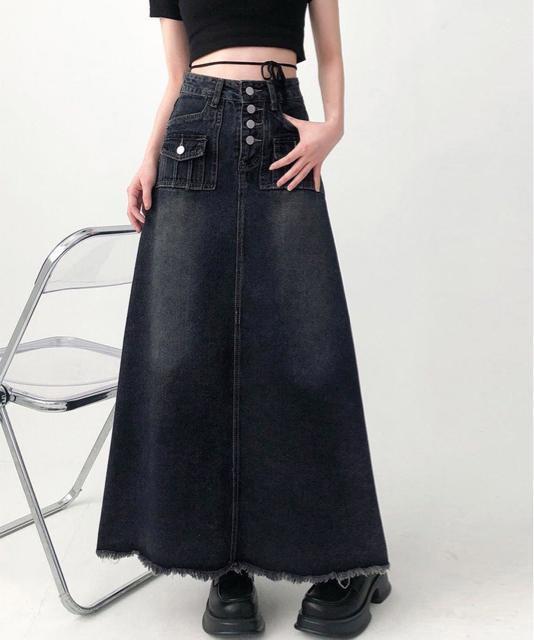 送料無料 新品 レトロデニムスカート ハイウエスト 韓国 < 女性ファッション  送料無料 新品 レトロデニムスカート ハイウエスト 韓国 < 女性ファッションの