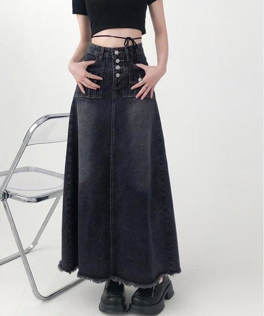 送料無料 新品 レトロデニムスカート ハイウエスト 韓国 < 女性ファッション  送料無料 新品 レトロデニムスカート ハイウエスト 韓国 < 女性ファッションの
