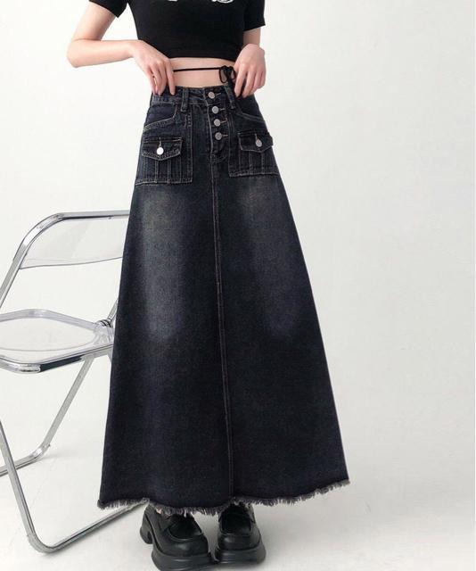 送料無料 新品 レトロデニムスカート ハイウエスト 韓国 < 女性ファッション  送料無料 新品 レトロデニムスカート ハイウエスト 韓国 < 女性ファッションの