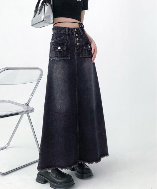送料無料 新品 レトロデニムスカート ハイウエスト 韓国 < 女性ファッション  送料無料 新品 レトロデニムスカート ハイウエスト 韓国 < 女性ファッションの