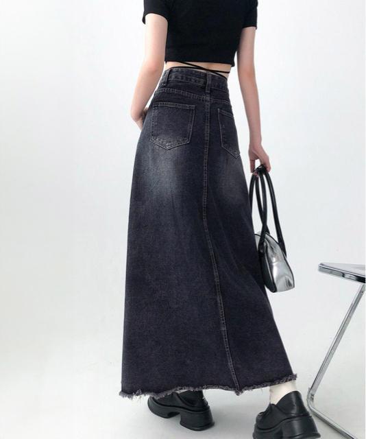 送料無料 新品 レトロデニムスカート ハイウエスト 韓国 < 女性ファッション  送料無料 新品 レトロデニムスカート ハイウエスト 韓国 < 女性ファッションの