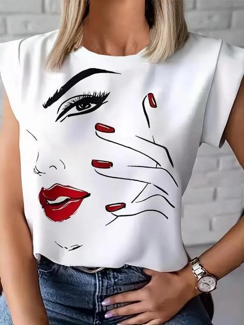 爆ヤス価格890円★グラフィックプリントクルーネックTシャツ レディース USAサイズM(日本サイズXL相当) < 女性ファッション  爆ヤス価格890円★グラフィックプリントクルーネックTシャツ レディース USAサイズM(日本サイズXL相当)  < 女性ファッションの