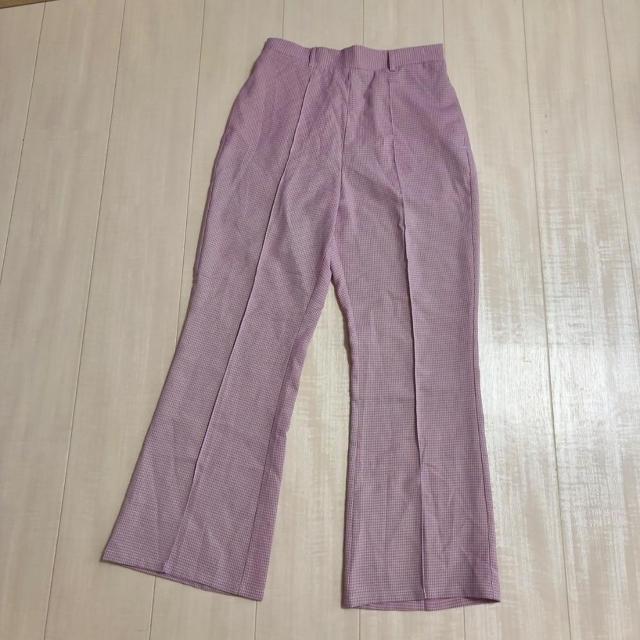 ◆チェック柄パンツ◆スラックス★ラベンダーL★薄手*夏秋コーデ♪ < 女性ファッション  ◆チェック柄パンツ◆スラックス★ラベンダーL★薄手*夏秋コーデ♪ < 女性ファッションの