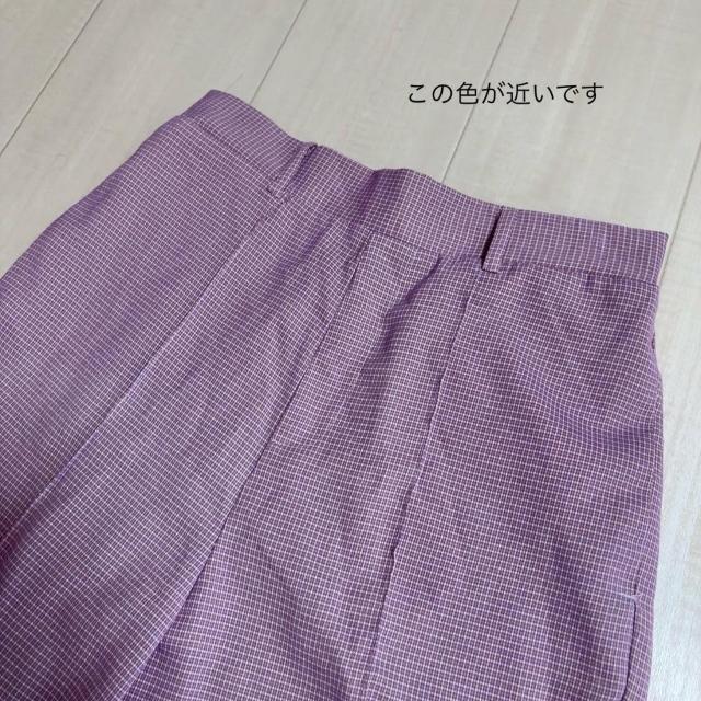 ◆チェック柄パンツ◆スラックス★ラベンダーL★薄手*夏秋コーデ♪ < 女性ファッション  ◆チェック柄パンツ◆スラックス★ラベンダーL★薄手*夏秋コーデ♪ < 女性ファッションの