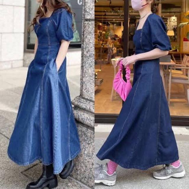 ZARA★ボリュームスリーブスクエアネックデニムロングワンピース★ < ブランド  ZARA★ボリュームスリーブスクエアネックデニムロングワンピース★ < ブランドの