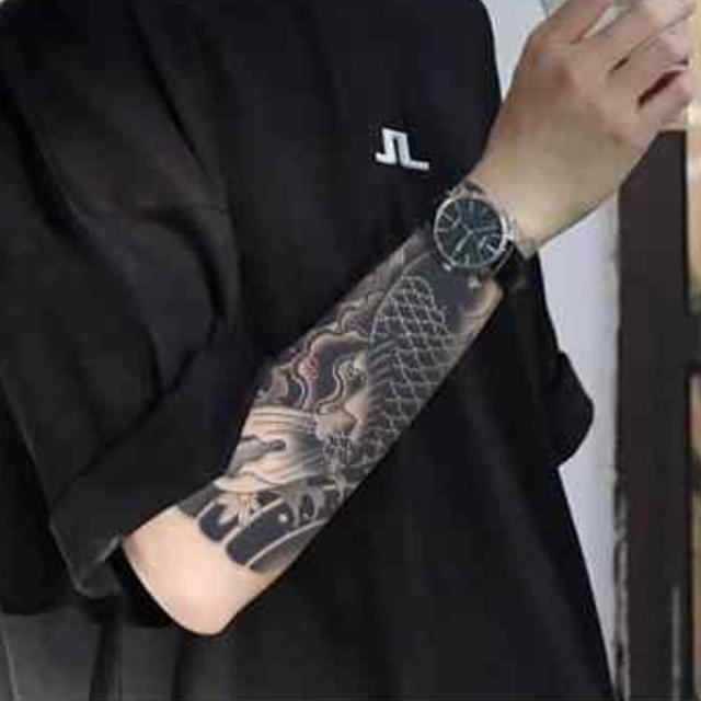 HY08 TATOOシール タトゥーシール リアル和柄ブラック 和彫り入れ墨シール 腕や足用入れ墨シール イベントや動画撮影に < 男性ファッション HY08 TATOOシール タトゥーシール リアル和柄ブラック 和彫り入れ墨シール 腕や足用入れ墨シール イベントや動画撮影に < 男性ファッションの