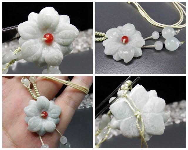 訳有格安処分一点物天然石ひすい花彫り糸ネックレスUK2-2-16a < 女性アクセサリー/時計  訳有格安処分一点物天然石ひすい花彫り糸ネックレスUK2-2-16a < 女性アクセサリー/時計の