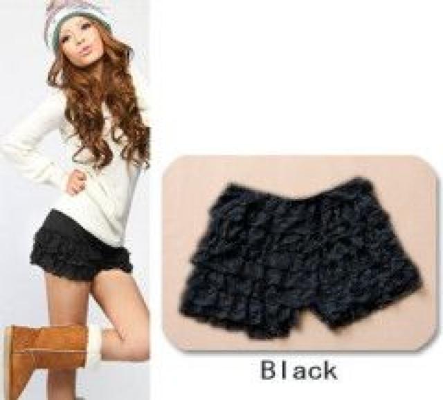《New》姫マストアイテム★レース*フリル*ペチパン/ショートパンツ<ブラックM> < 女性ファッション  《New》姫マストアイテム★レース*フリル*ペチパン/ショートパンツ<ブラックM> < 女性ファッションの
