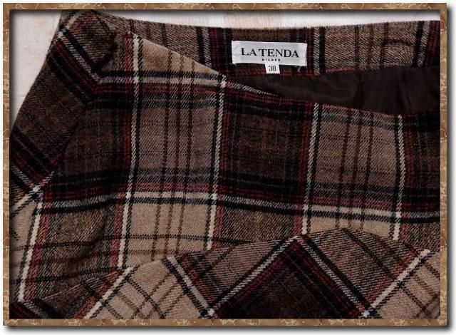 ラテンダ ウールチェックスカート 茶系☆リマージュライカ < 女性ファッション ラテンダ ウールチェックスカート 茶系☆リマージュライカ < 女性ファッションの