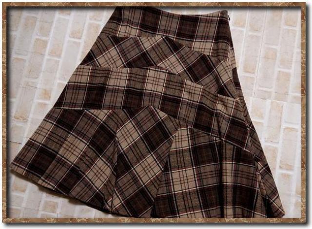ラテンダ ウールチェックスカート 茶系☆リマージュライカ < 女性ファッション ラテンダ ウールチェックスカート 茶系☆リマージュライカ < 女性ファッションの