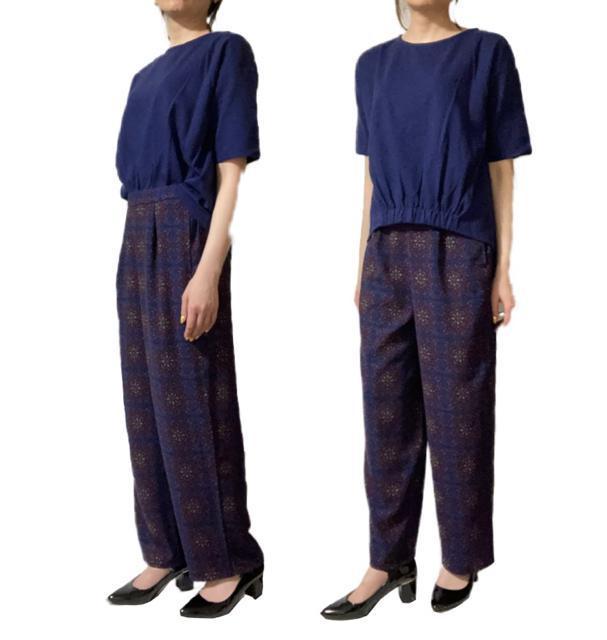 (ゴムM)niko and…ネイビーボヘミアン柄ワイドパンツ◎新品 < ブランド (ゴムM)niko and…ネイビーボヘミアン柄ワイドパンツ◎新品 < ブランドの