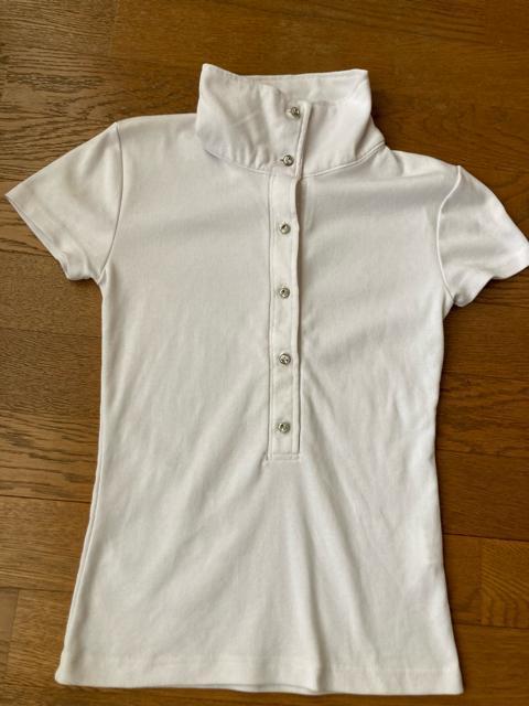 1977.未使用☆半袖白シャツ☆キラキラストーンボタン☆サイズM < 女性ファッション  1977.未使用☆半袖白シャツ☆キラキラストーンボタン☆サイズM < 女性ファッションの