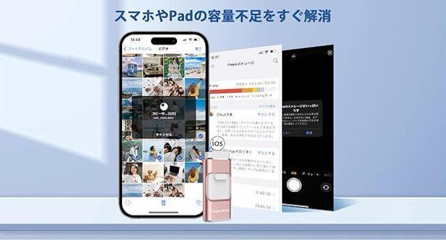 ��p�A�v���s�v 4in1 iPhone�Ή� USB������256GB �����f�[�^�o�b�N�A�b�v �ʐ^�f�[�^�ۑ��t���b�V���������^�C�vc �� PC�{��/���Ӌ@��� 