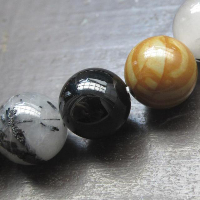 珪化木・グレイニネスxブラックルチルxオニキスブレスレット < 男性アクセサリー/時計 珪化木・グレイニネスxブラックルチルxオニキスブレスレット < 男性アクセサリー/時計の