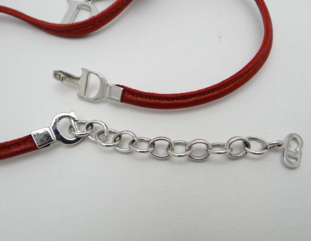 Christian Dior ディオール CDロゴ レザー リボン チョーカー ネックレス レッド<USED>【送料無料】 < ブランド  Christian Dior ディオール CDロゴ レザー リボン チョーカー ネックレス レッド<USED>【送料無料】 < ブランドの