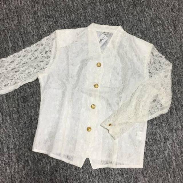 ゆったり ノーカラー レースジャケット ホワイト < 女性ファッション  ゆったり ノーカラー レースジャケット ホワイト  < 女性ファッションの