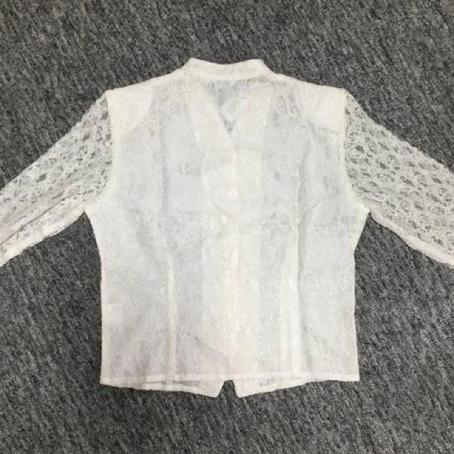 ゆったり ノーカラー レースジャケット ホワイト < 女性ファッション  ゆったり ノーカラー レースジャケット ホワイト < 女性ファッションの