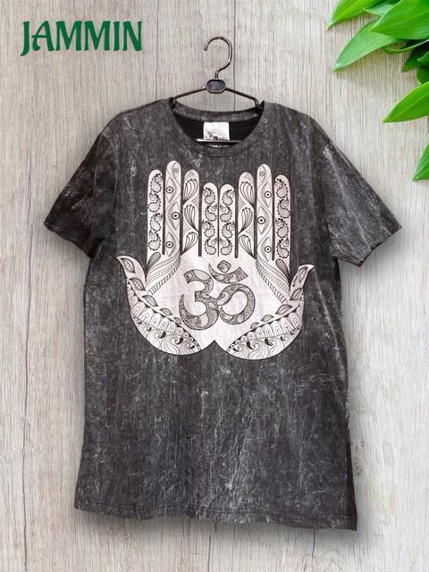 オームハンドTシャツ 魔除け アジアン エスニック 個性派 サイケ ヒッピー < 男性ファッション  オームハンドTシャツ 魔除け アジアン エスニック 個性派 サイケ ヒッピー < 男性ファッションの