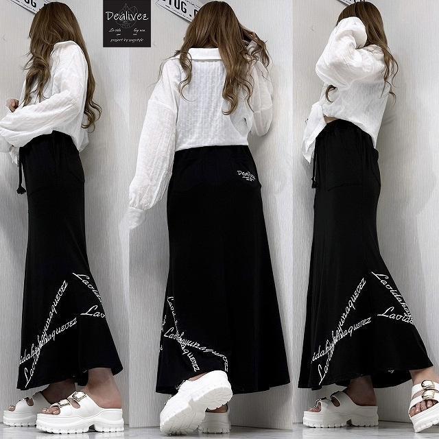 NEW最新ML94丈【Dealivez】クロスチェーンロゴ マキシスカート ALL刺繍 ポケット付  ロンスカ < 女性ファッション  NEW最新ML94丈【Dealivez】クロスチェーンロゴ マキシスカート ALL刺繍 ポケット付  ロンスカ  < 女性ファッションの