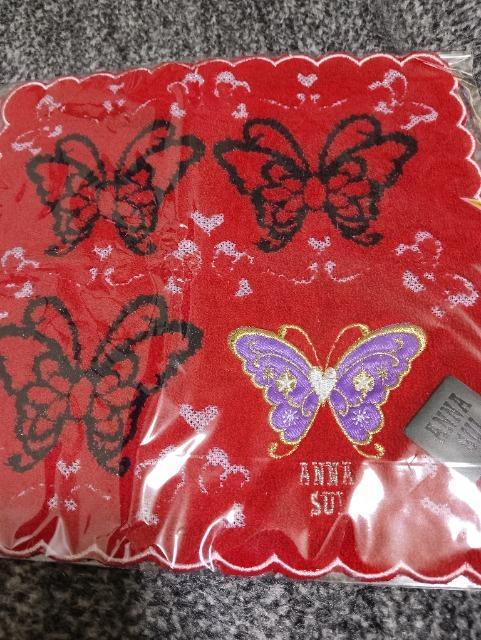 新品 アナスイ タオル ハンカチ バタフライ 赤 レッド < ブランド 新品 アナスイ タオル ハンカチ バタフライ 赤 レッド < ブランドの
