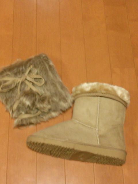 ◆ファー編み込みポンポン付ムートンブーツ◆BE < 女性ファッション  ◆ファー編み込みポンポン付ムートンブーツ◆BE  < 女性ファッションの