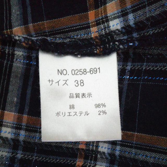 R・Fアール◇長袖シャツ◇紺×白×オレンジ×ラメ青 38 ◇中古 < ブランド  R・Fアール◇長袖シャツ◇紺×白×オレンジ×ラメ青 38 ◇中古 < ブランドの