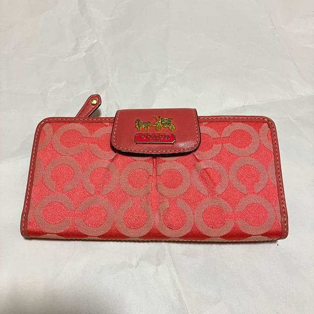 【COACH / コーチ】 オプアート / レザー 二つ折り 長財布 / ピンク < ブランド 【COACH / コーチ】 オプアート / レザー 二つ折り 長財布 / ピンク < ブランドの