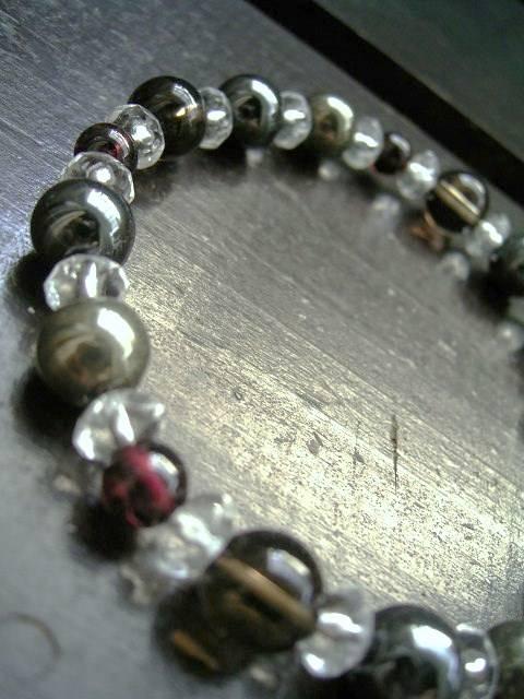 ☆即決☆茶水晶xパイライトxガーネットxヘマタイト < 男性アクセサリー/時計 ☆即決☆茶水晶xパイライトxガーネットxヘマタイト < 男性アクセサリー/時計の