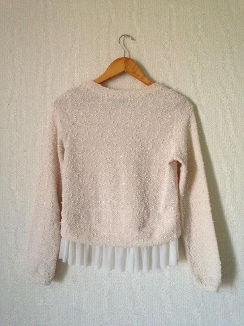 BLUE STRIVE◆スパコールラメ 切り替えシフォントップス M < 女性ファッション  BLUE STRIVE◆スパコールラメ 切り替えシフォントップス M < 女性ファッションの