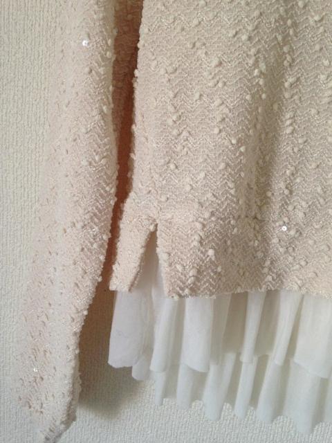 BLUE STRIVE◆スパコールラメ 切り替えシフォントップス M < 女性ファッション  BLUE STRIVE◆スパコールラメ 切り替えシフォントップス M < 女性ファッションの